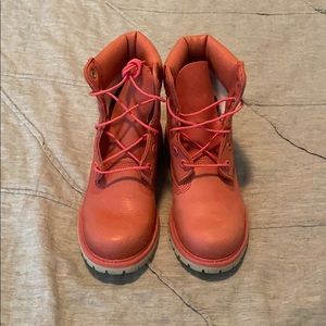 Pink Timberland leather boots